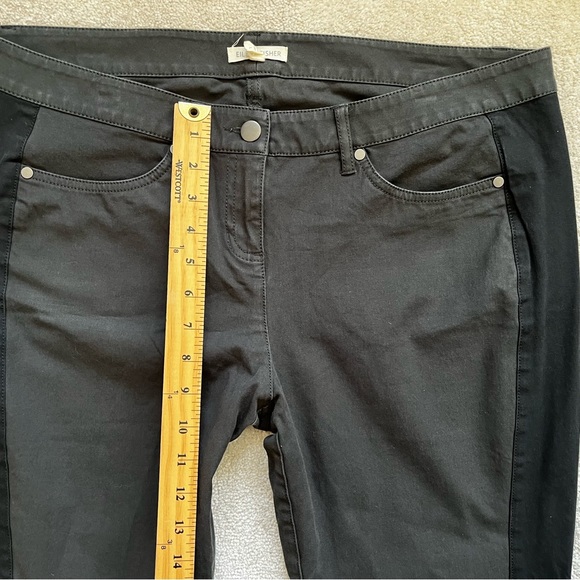 EILEEN FISHER ORGANIC COTTON BLACK PANTS W/ SIDE STRIP DETAIL SIZE LARGE CHIC - Picture 7 of 9